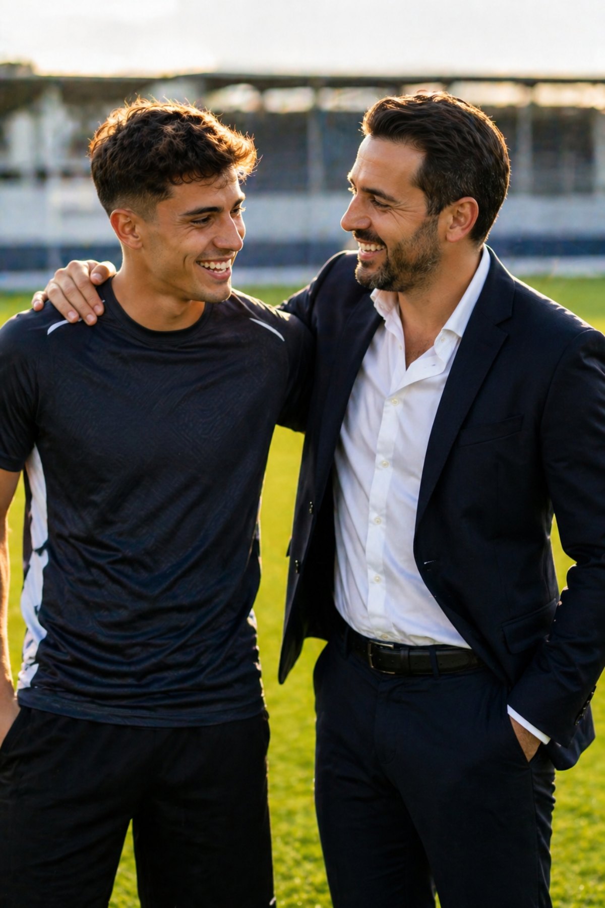 Jugador y representante de club en contexto deportivo real